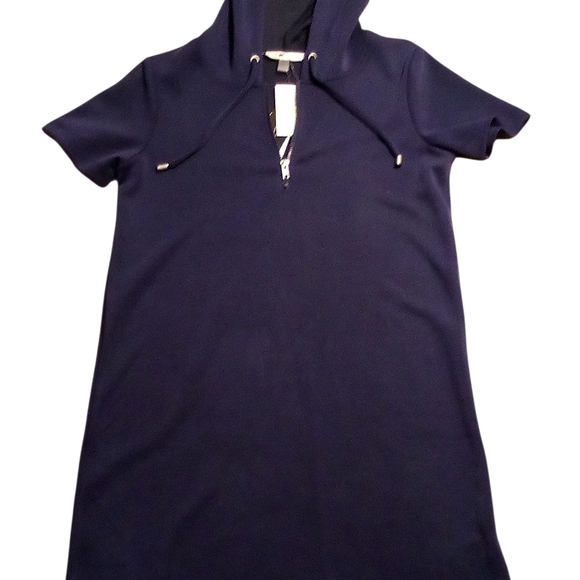 Cable & Gauge Sport - NWT Shift- Cover-Up Navy Blue Dress W/ Hood & Drawstring. - Picture 4 of 15